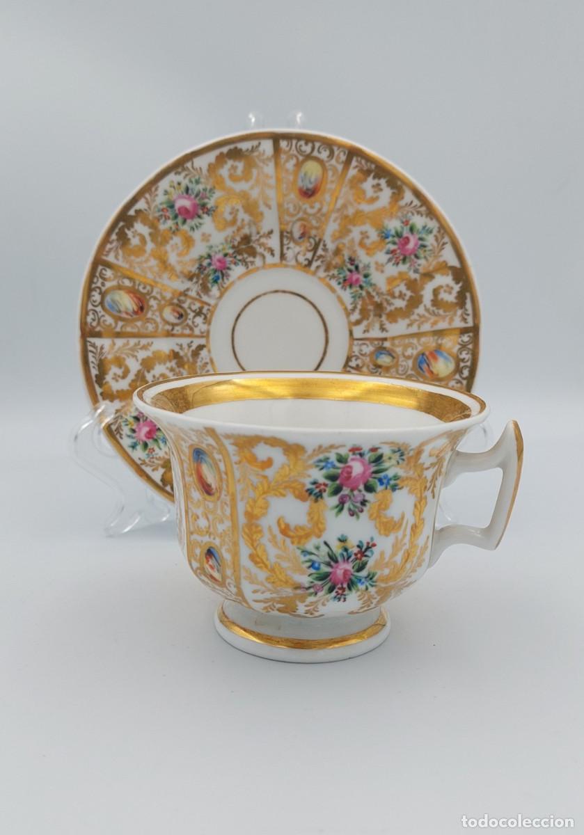 Antiques: Taza y plato de porcelana Fischer Reichenbach Pirkenhammer Brezova 1811