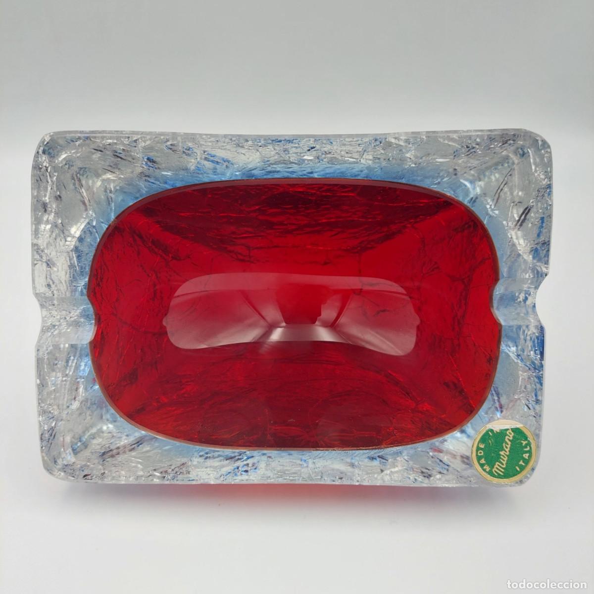 Antig&uuml;edades: Cenicero de cristal Murano craqueado Barbini