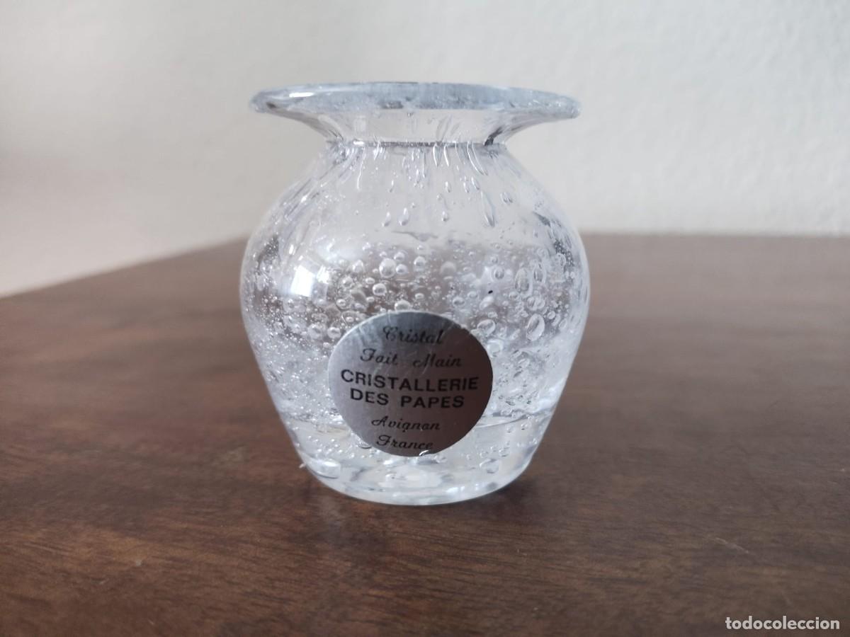 Antig&uuml;edades: Orcita, peque&ntilde;o florero vidrio soplado artesanal. Cristallerie des Papes, Avignon