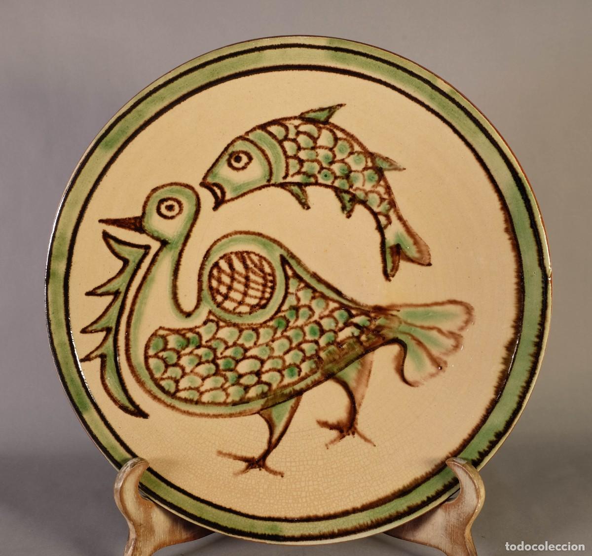 Antig&uuml;edades: PLATO EN CER&Aacute;MICA PINTADO CON DECORACI&Oacute;N ANIMAL