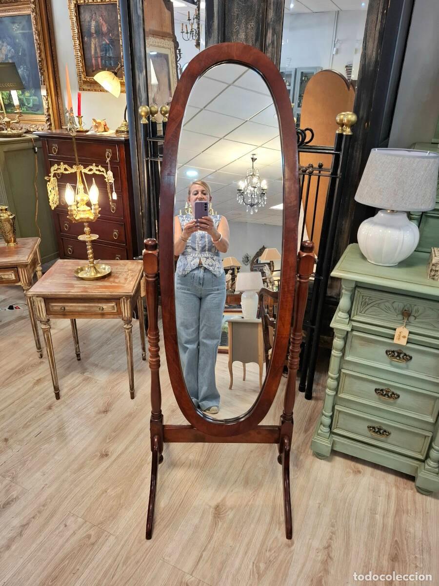 Antig&uuml;edades: Antiguo espejo de pie madera de caoba - Foto 2