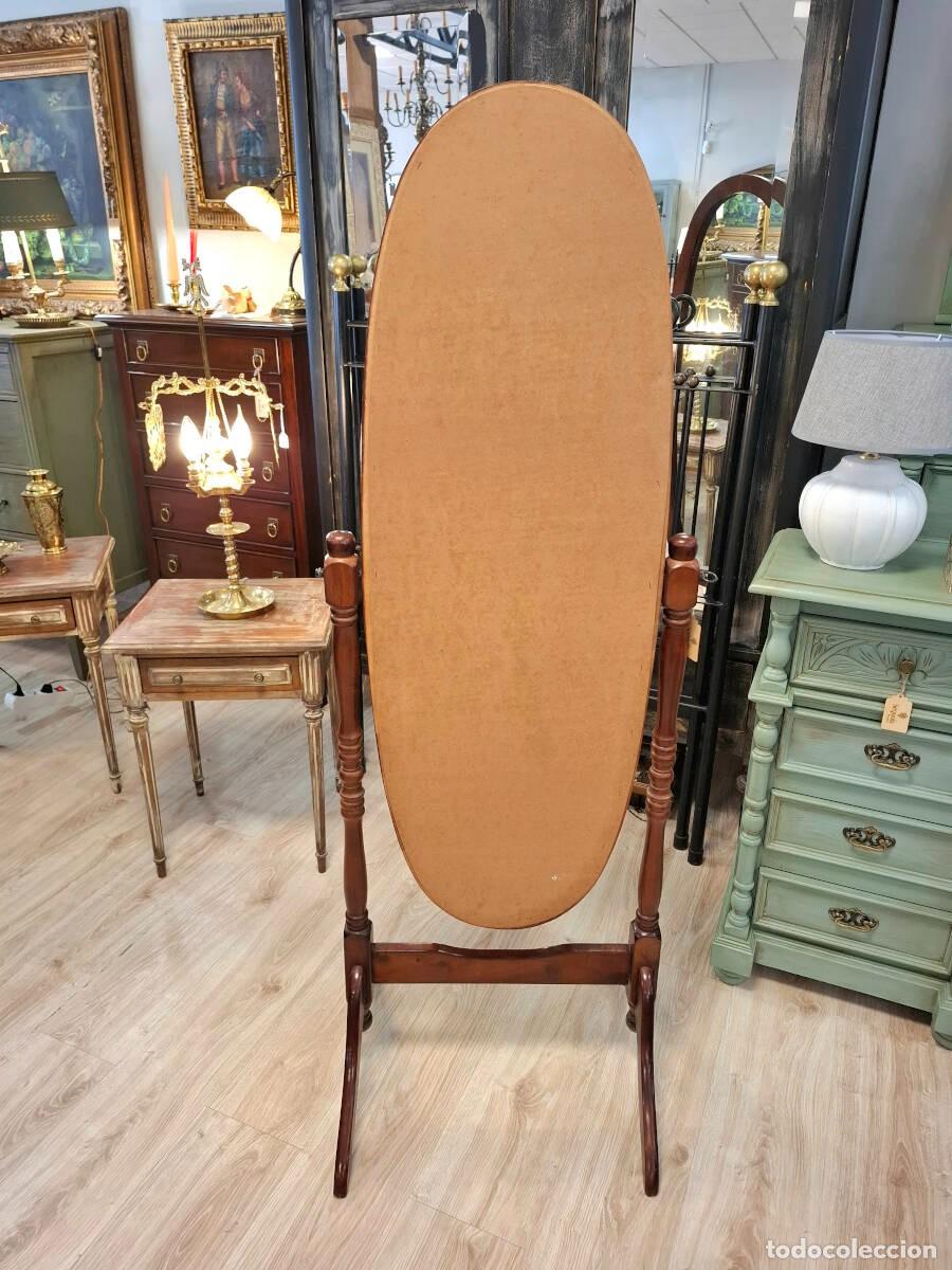 Antig&uuml;edades: Antiguo espejo de pie madera de caoba - Foto 4
