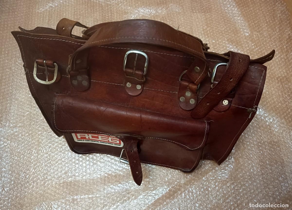 Antig&uuml;edades: MOCHILA O BOLSO DE PIEL GRUESA, SUPERVINTAGE