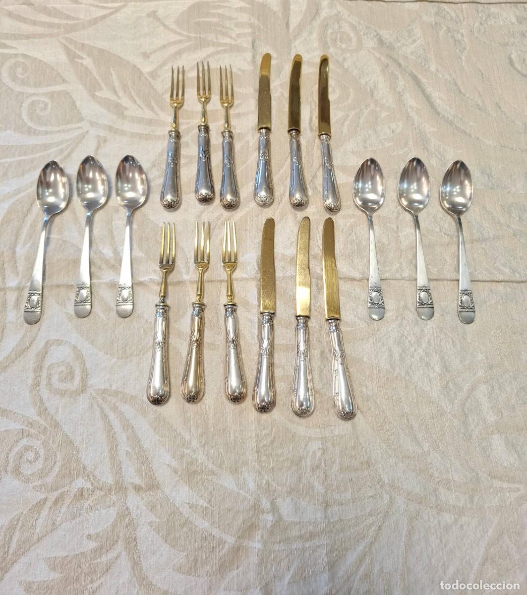 Antig&uuml;edades: Juego antiguo de cubiertos de postre