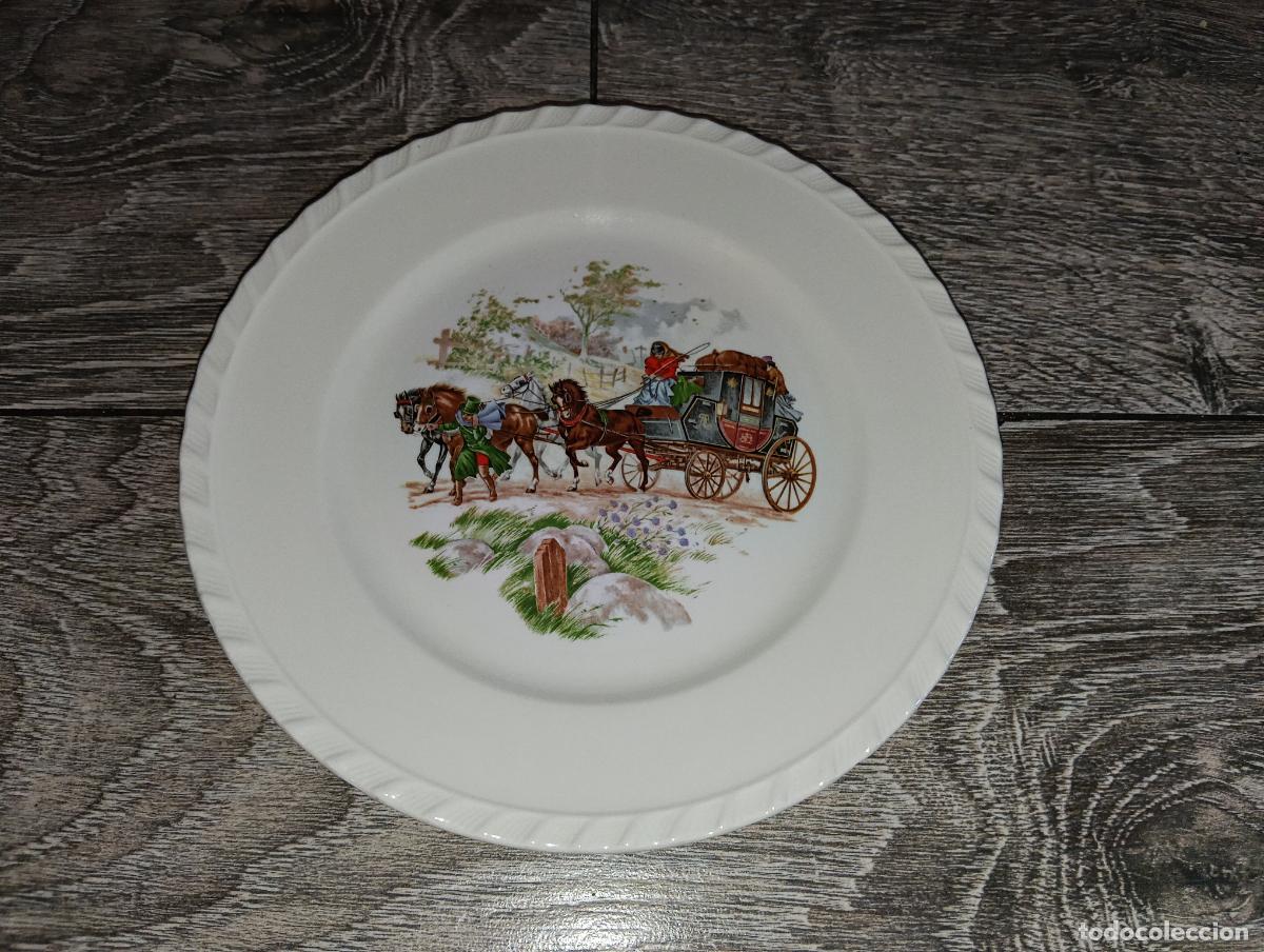 Antig&uuml;edades: Bonito plato Pontesa Espa&ntilde;a Royal China Escena de Carruaje Antiguo Vintage