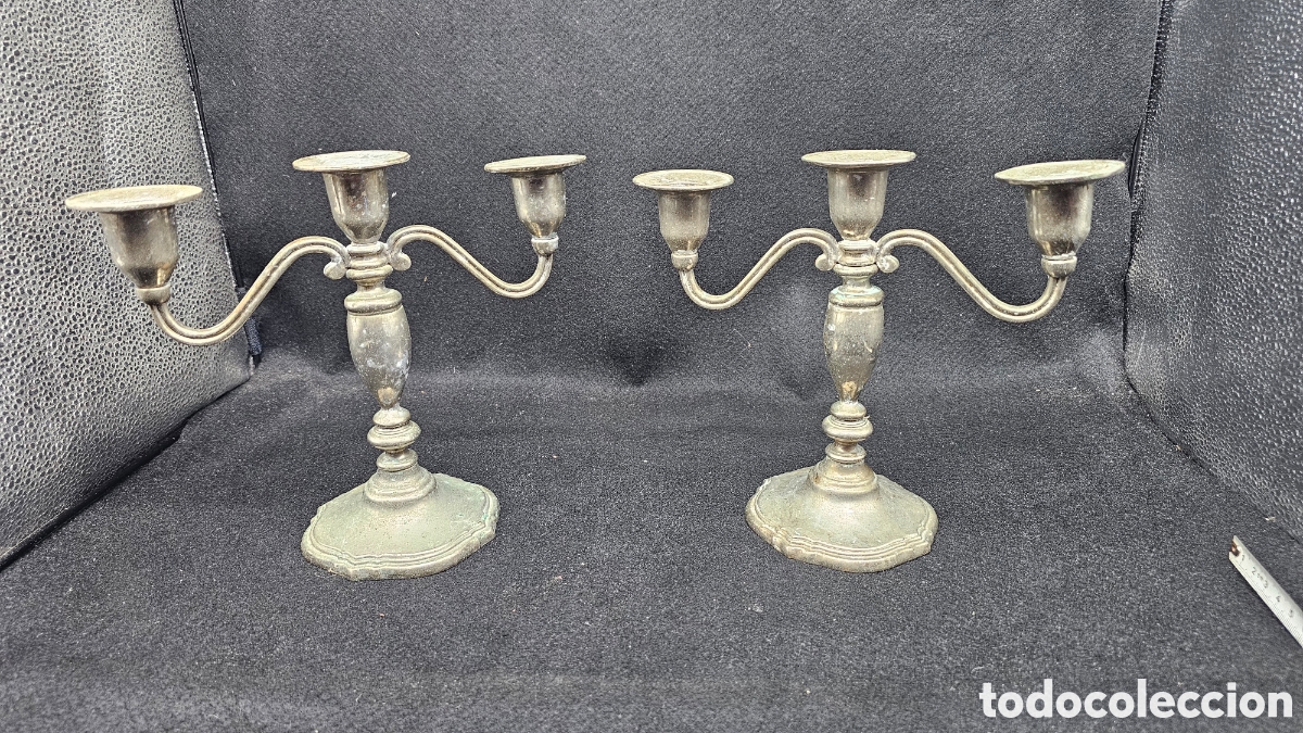 Antig&uuml;edades: Antiguos candelabros de calamina