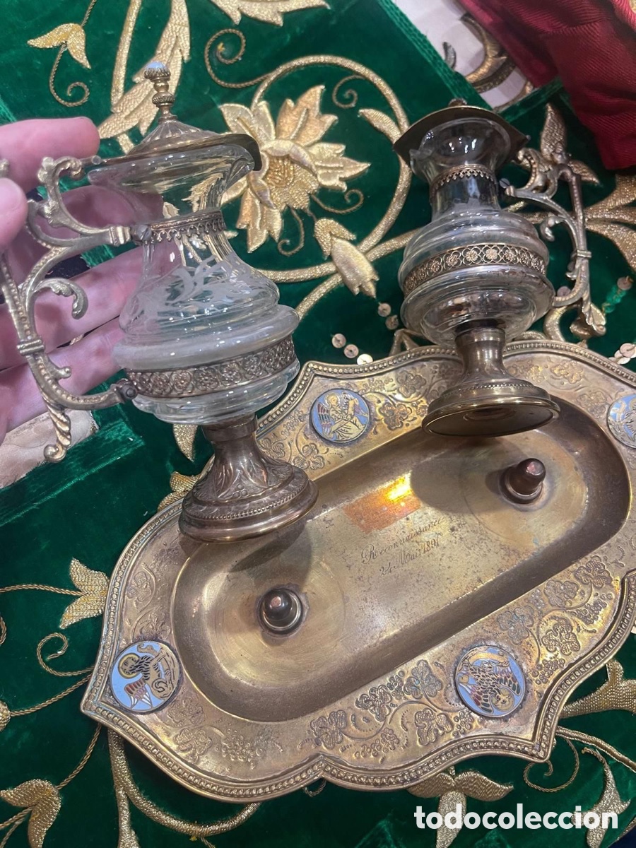 Antig&uuml;edades: Vinageras de metal con esmaltes - Foto 3