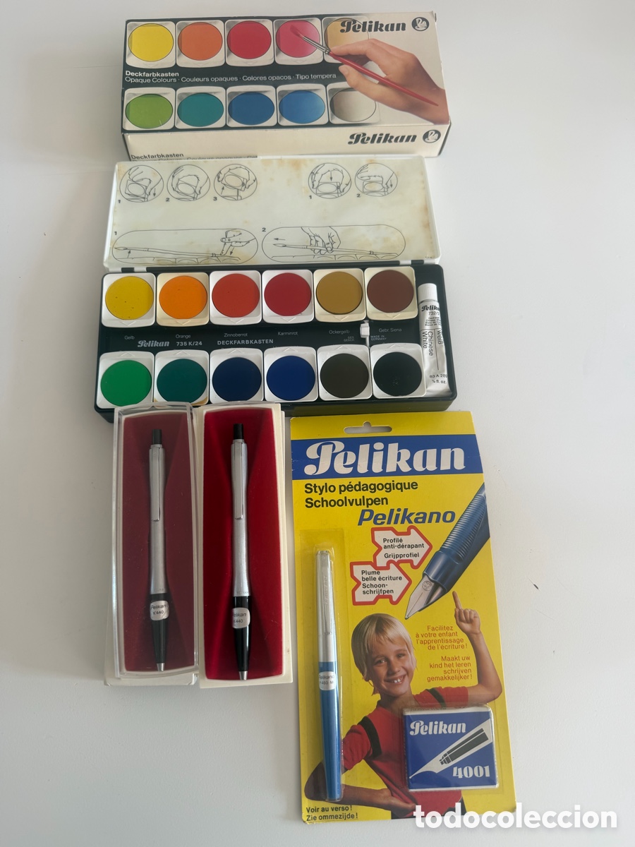 Antig&uuml;edades: Lote Pelikan Vintage: Bol&iacute;grafos y Acuarelas