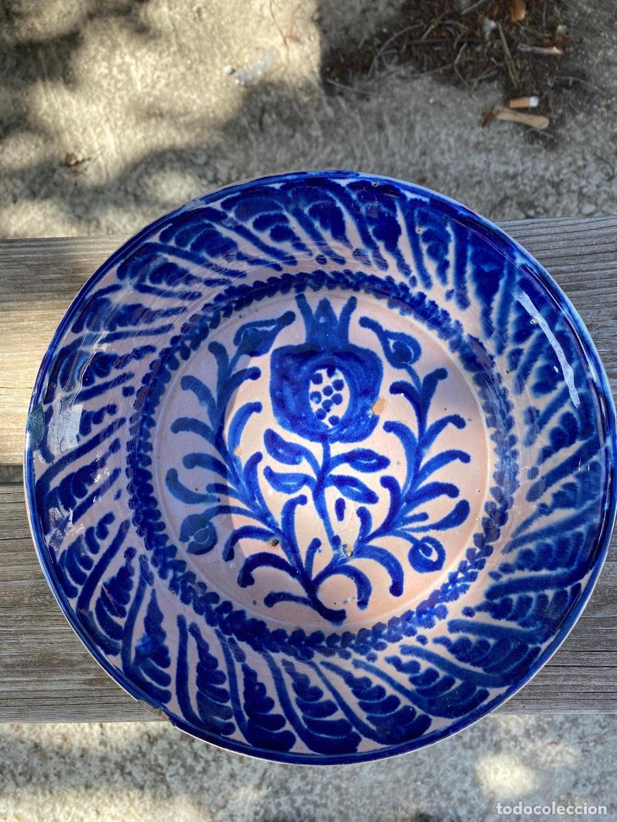 Antig&uuml;edades: Antiguo plato hondo cuenco cer&aacute;mica fajalauza Granada ppio s XX 22cms