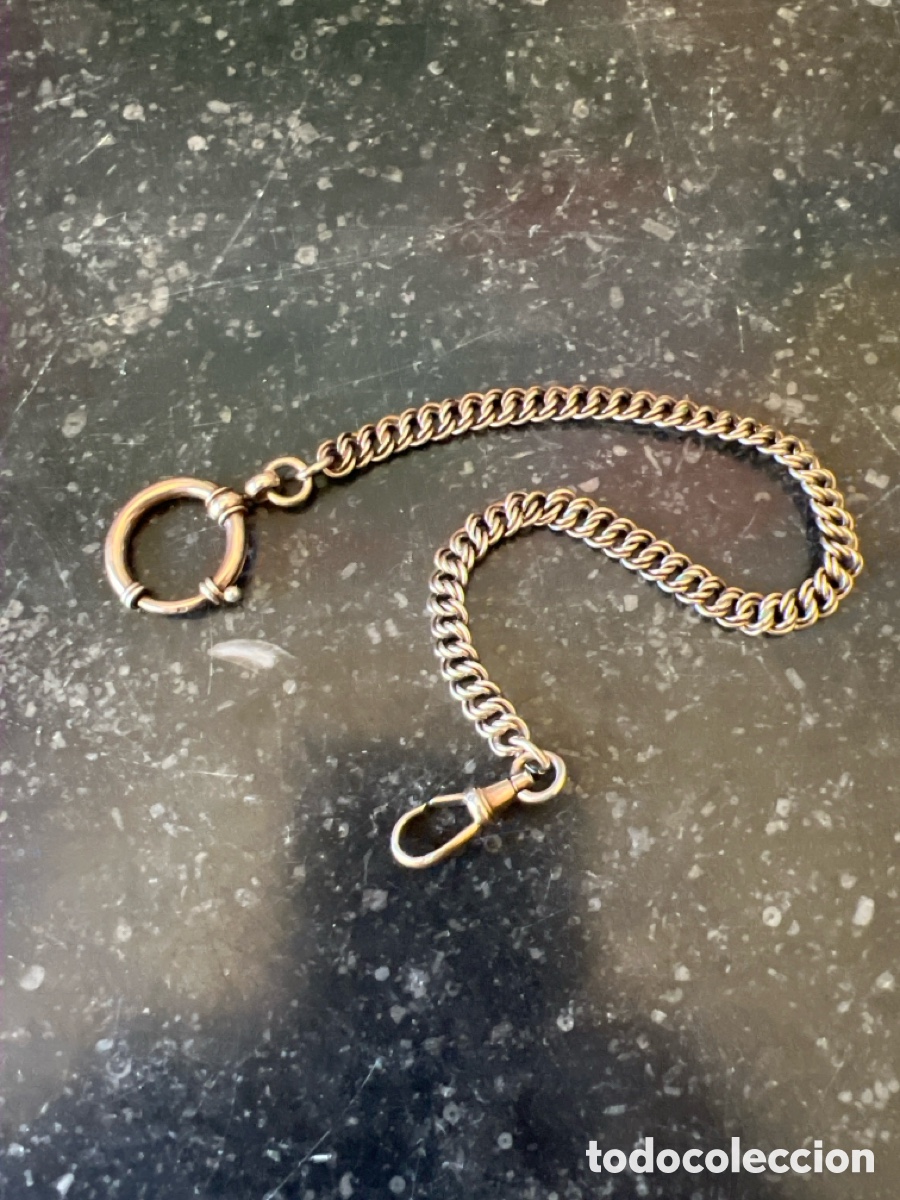 Antig&uuml;edades: Preciosa leontina para reloj bolsillo en plata