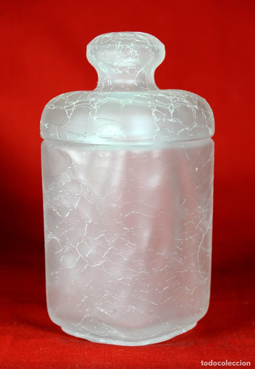 Antig&uuml;edades: Frasco de cristal Craquelado Franc&eacute;s para Tocador de estilo Art D&eacute;co tard&iacute;o (ca.1930-1950)