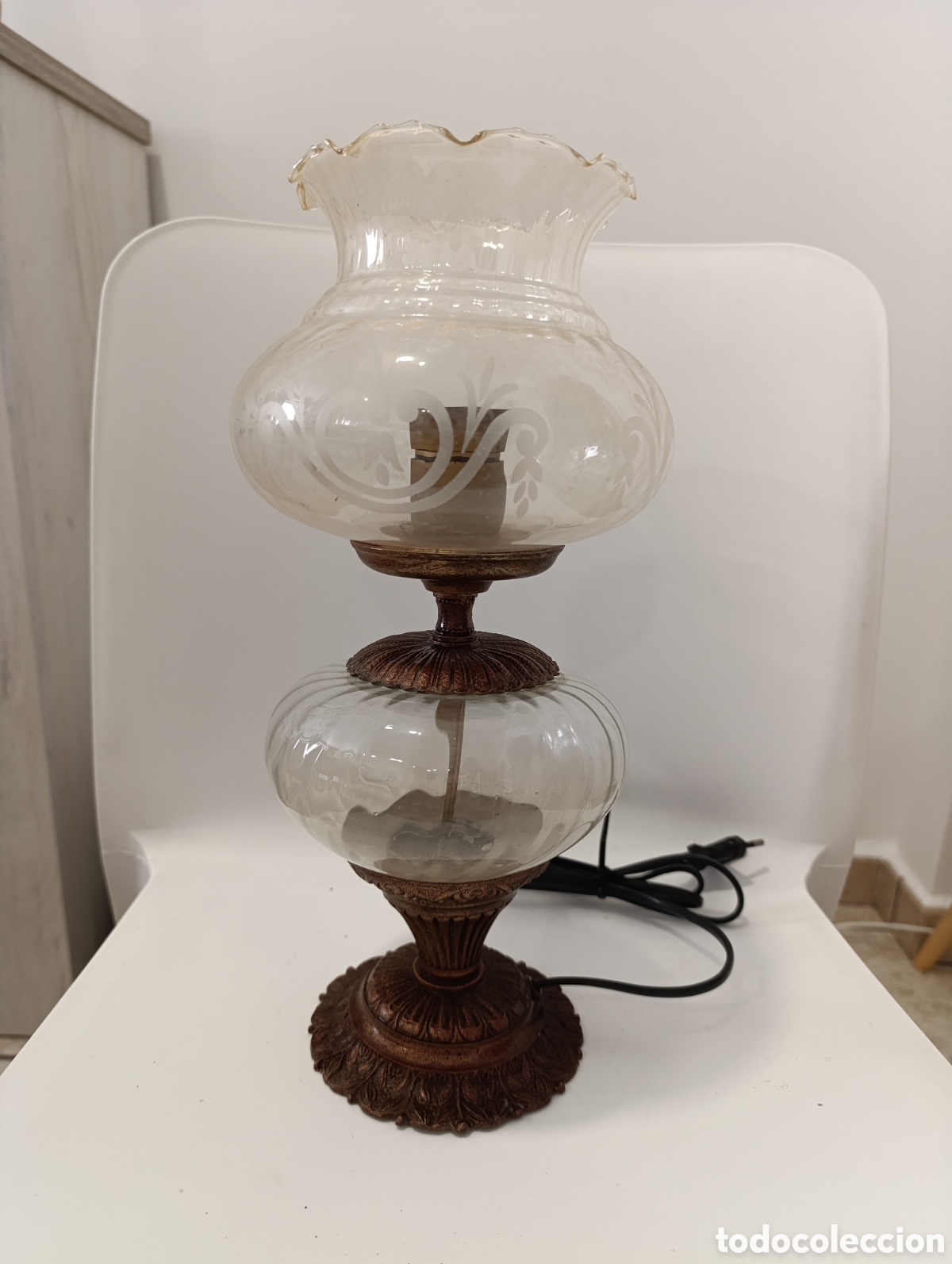 Antig&uuml;edades: Lampara de mesa Quinque. 35cm - Foto 4