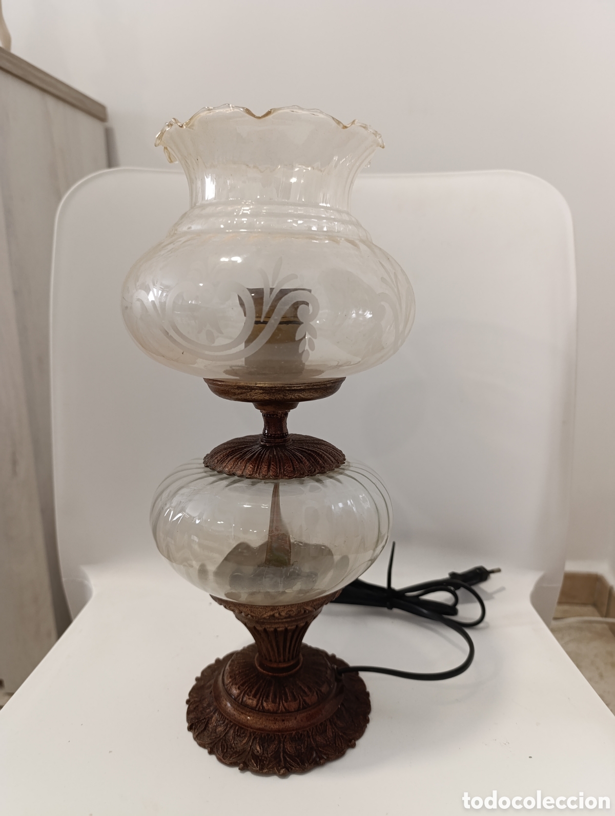 Antig&uuml;edades: Lampara de mesa Quinque. 35cm - Foto 6