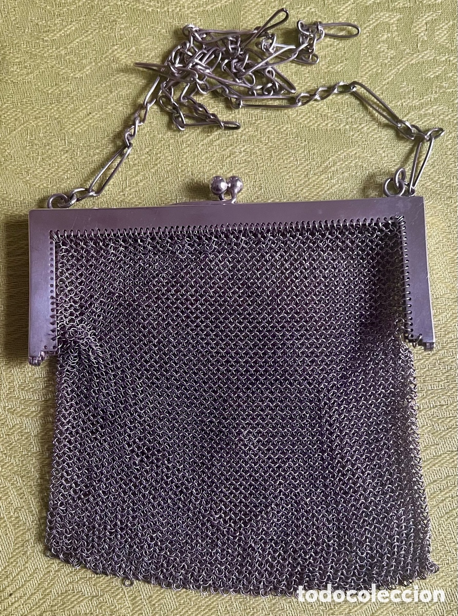 Antig&uuml;edades: Antiguo Bolso Monedero Modernista de Plata (c. 1910), 106g. Para Restaurar
