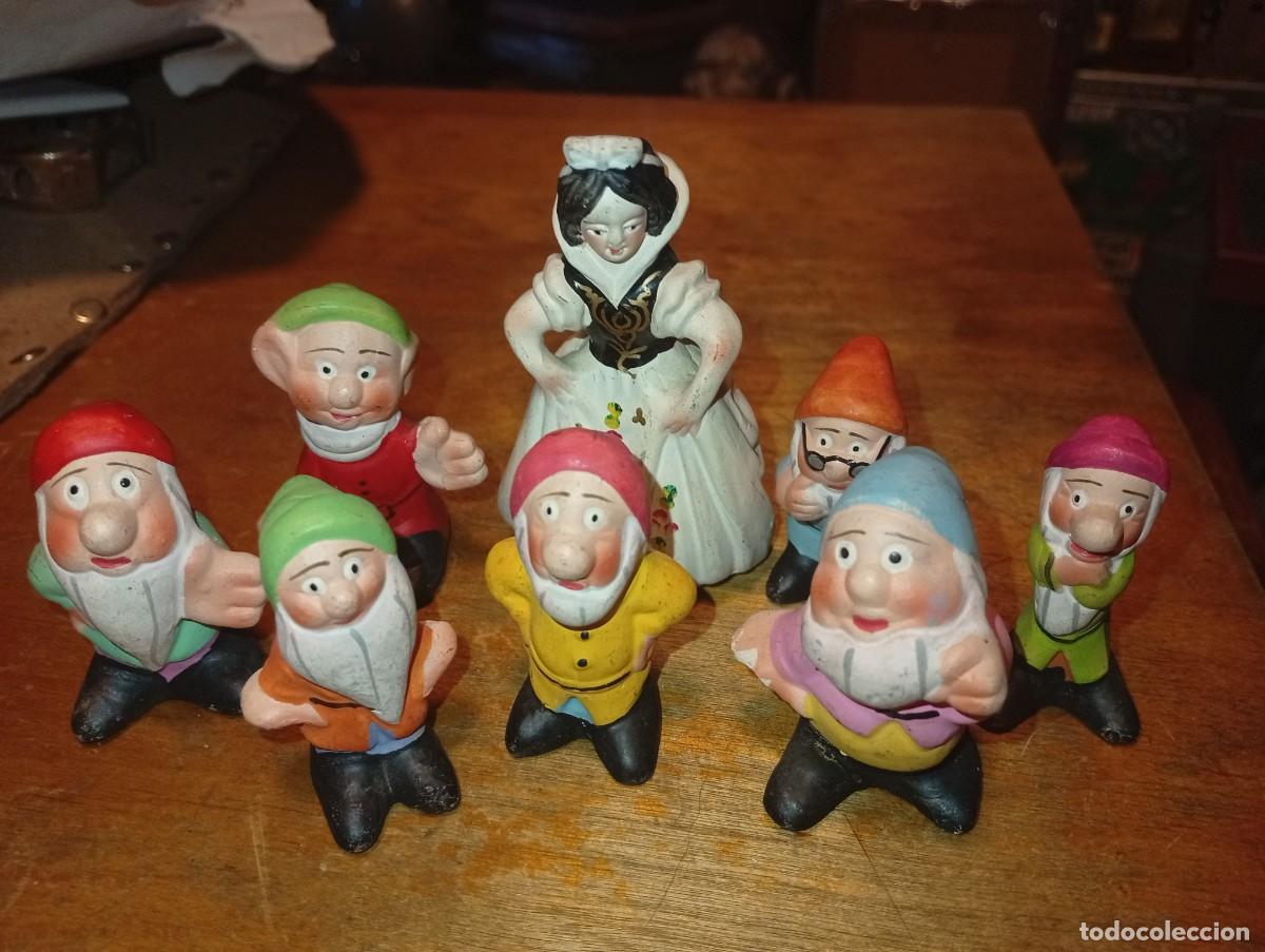 Antig&uuml;edades: DivertIdo lote figuras Blancanieves y los siete enanitos cer&aacute;mica antiguos mu&ntilde;ecoos