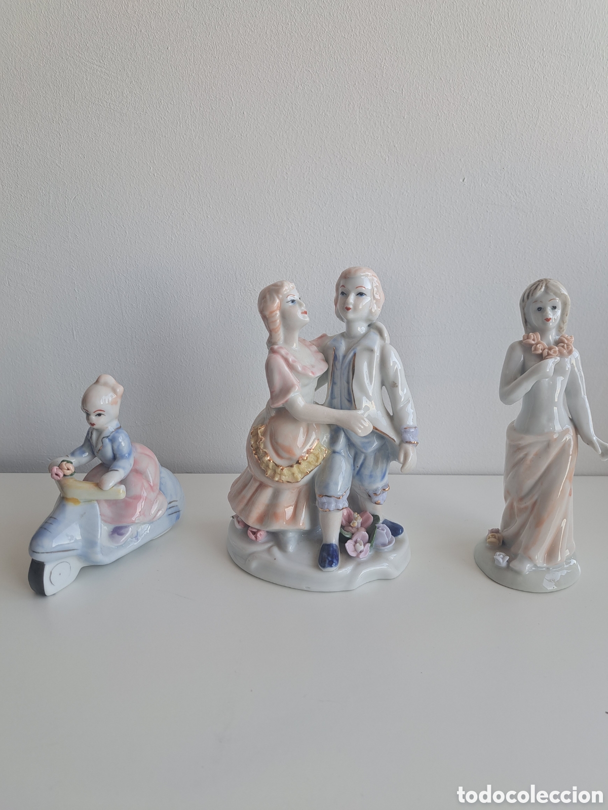 Antig&uuml;edades: Conjunto de 3 figuras de porcelana china
