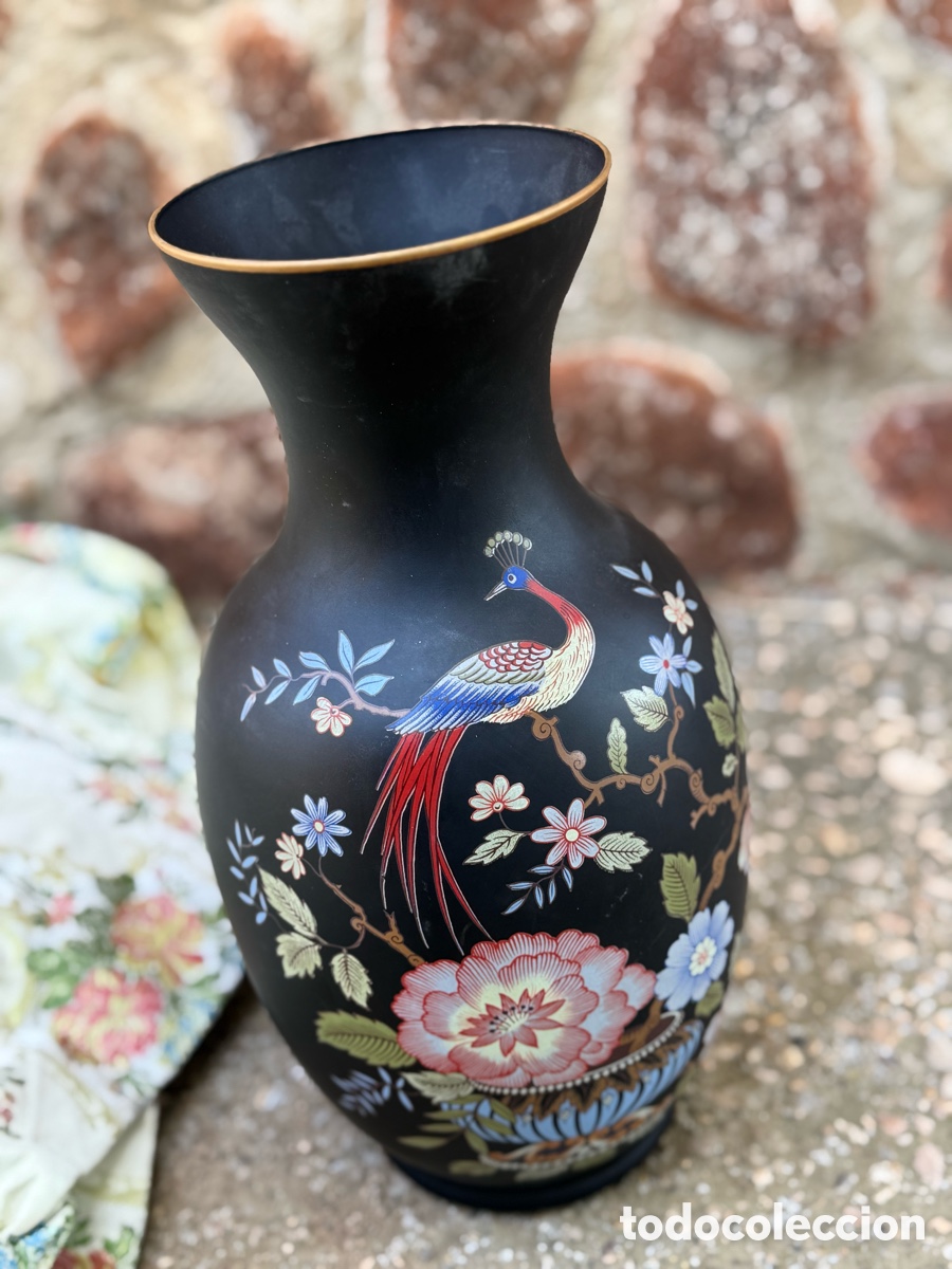 Antig&uuml;edades: Bonito jarr&oacute;n italiano, opalina. 35 cm aprox. Pintado a mano