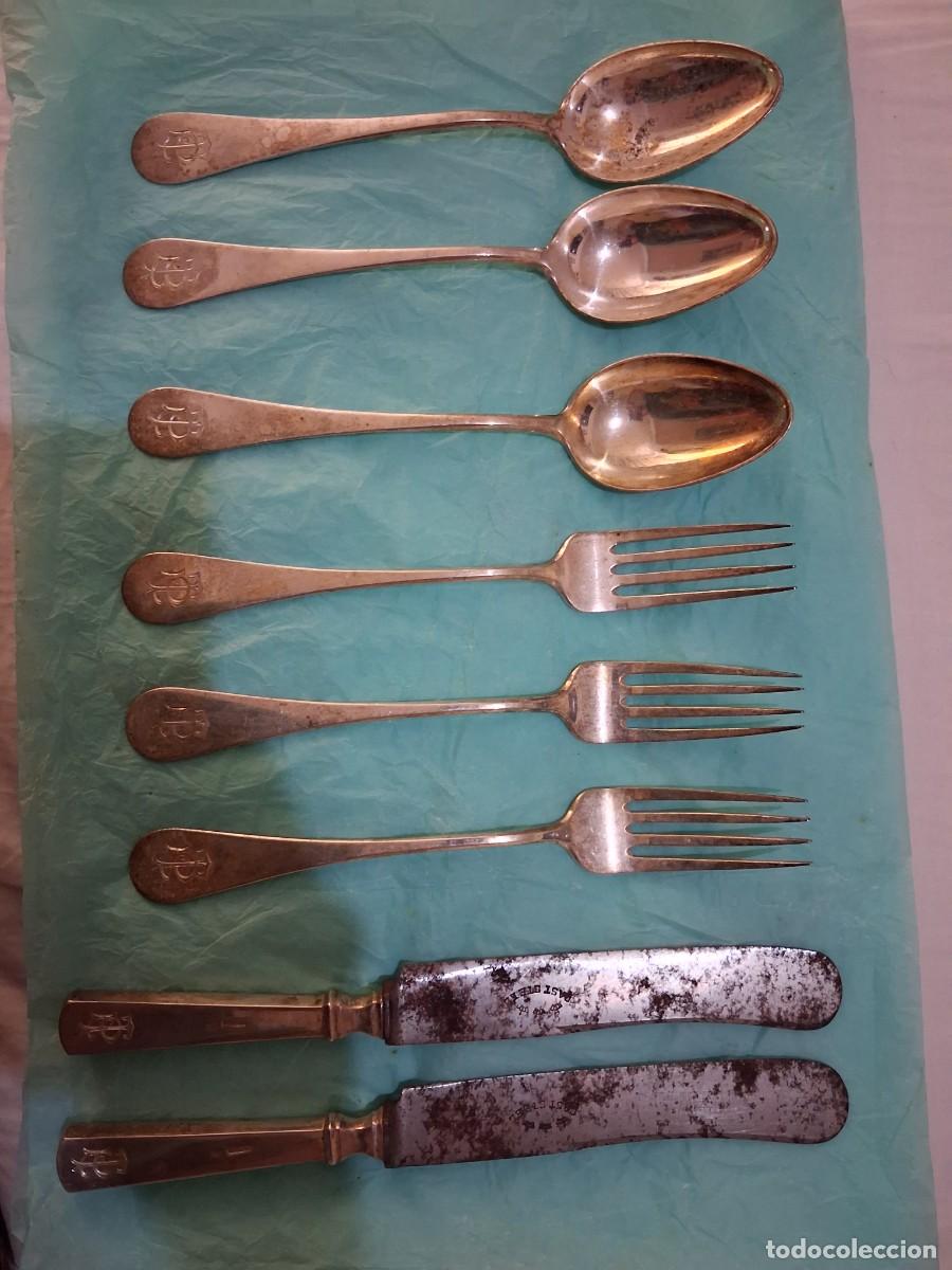 Antig&uuml;edades: Juego de Cubiertos en Plata de Ley 916 - Plater&iacute;a BACARIZA (8 Piezas)