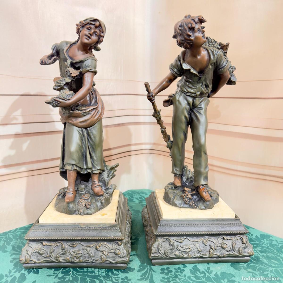 Antig&uuml;edades: Pareja de figuras antiguas en terracota