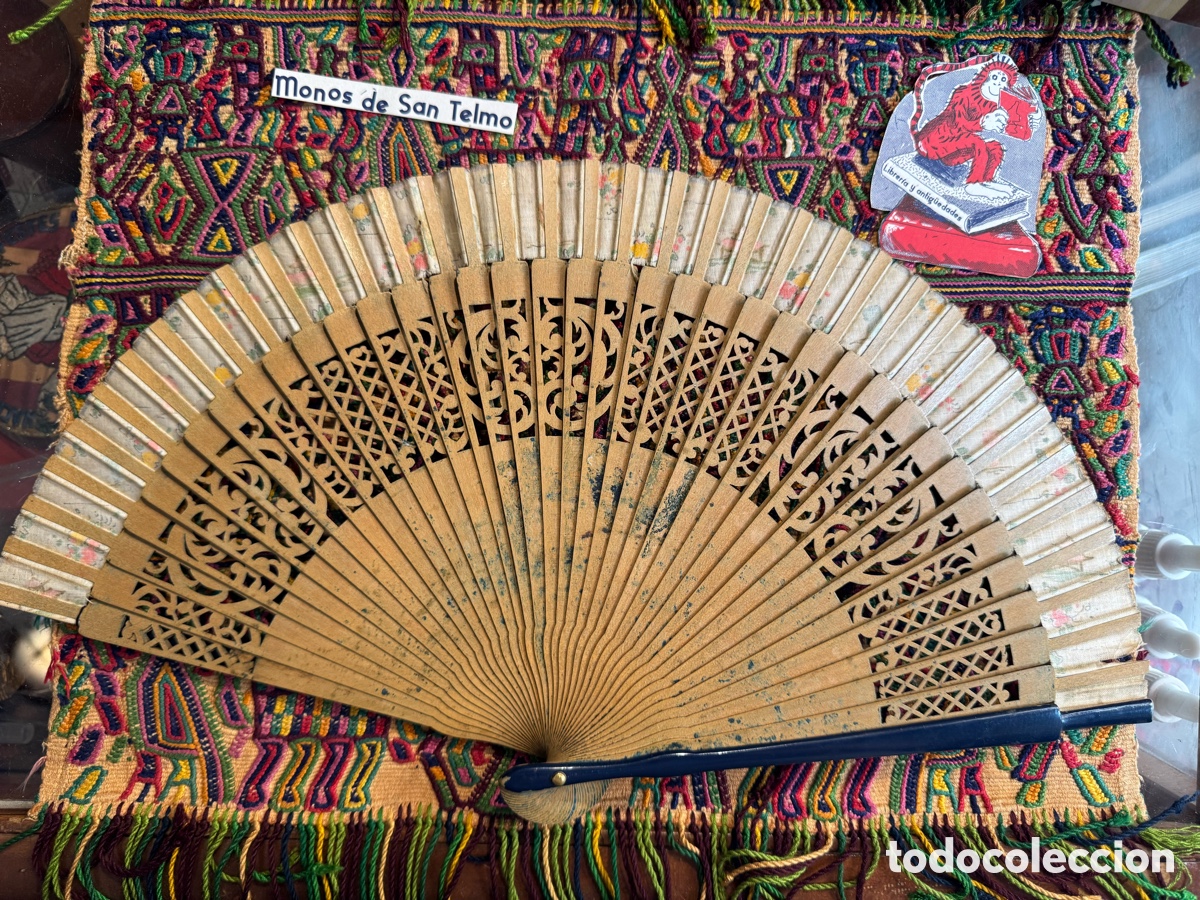 Antig&uuml;edades: Abanico madera chino antiguo - Foto 7