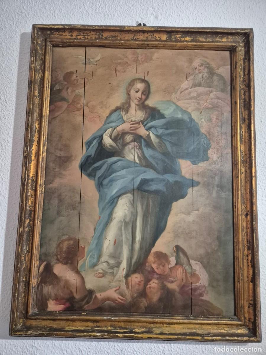 Antig&uuml;edades: Cuadro antiguo de La Virgen pintado sobre madera
