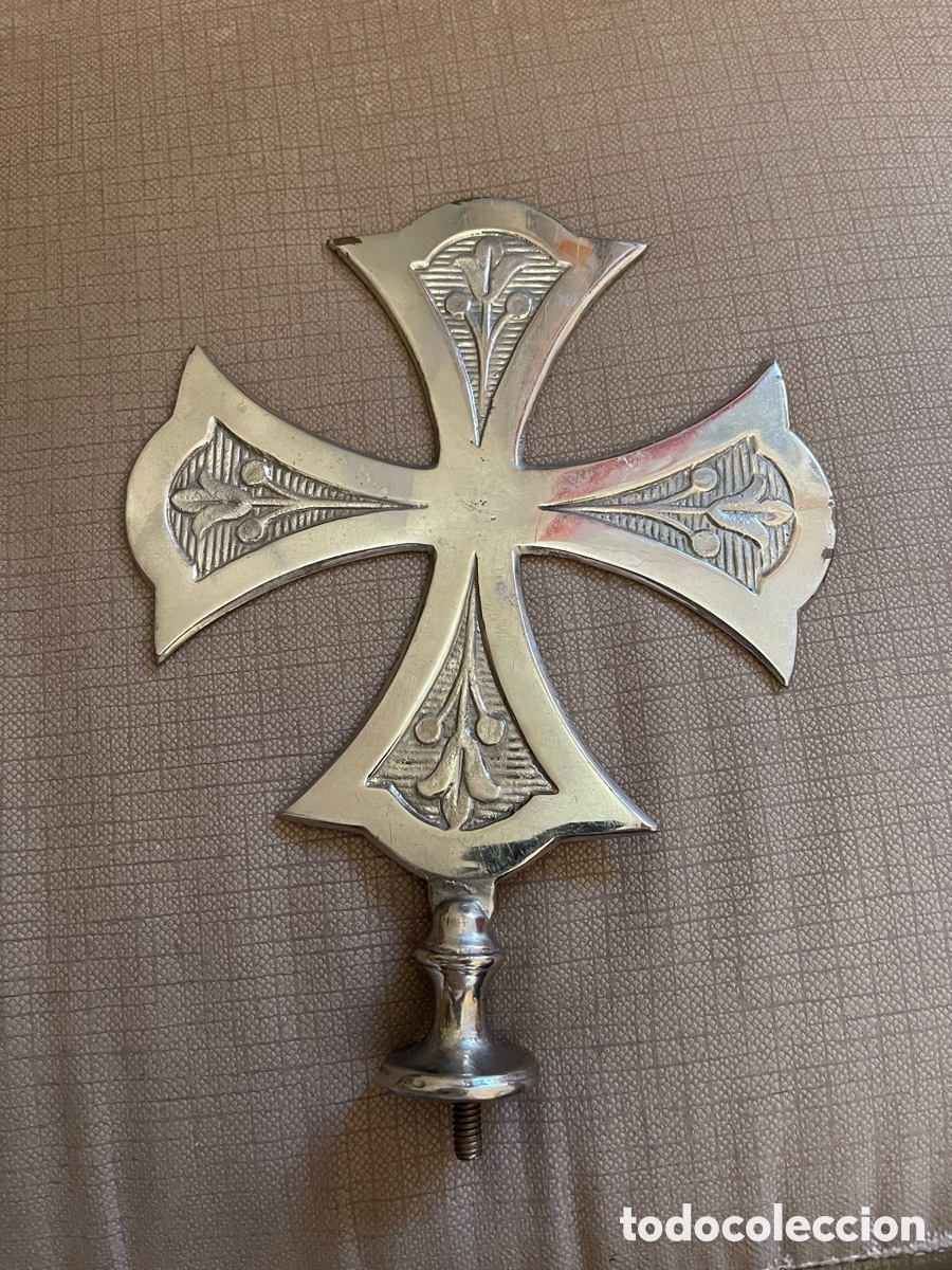 Antig&uuml;edades: REMATE CRUZ ESTANDARTE RELIGIOSO