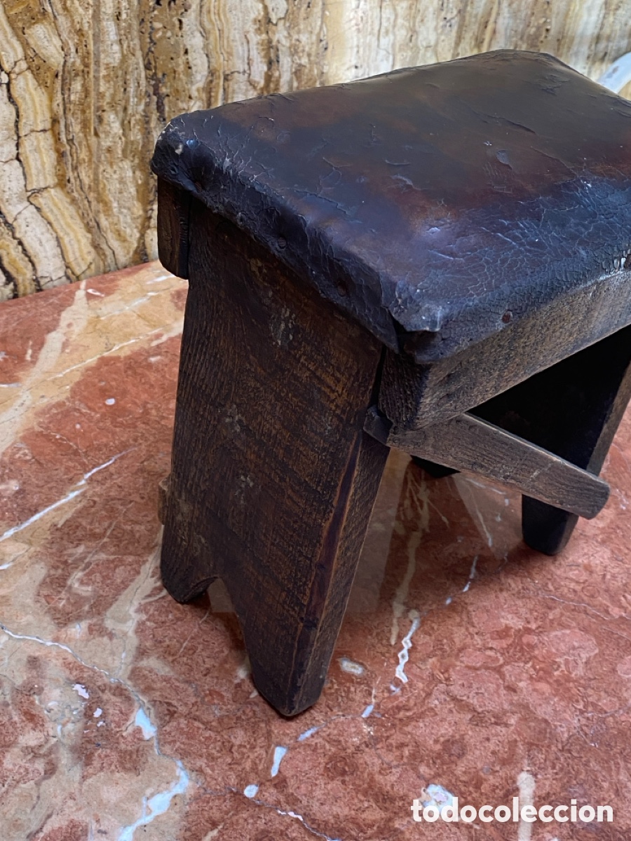 Antig&uuml;edades: Banqueta antigua de madera - Foto 3