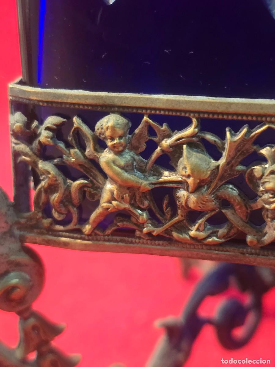 Antig&uuml;edades: ANTIGUO ESPECIERO DE BRONCE Y CRISTAL - Foto 10