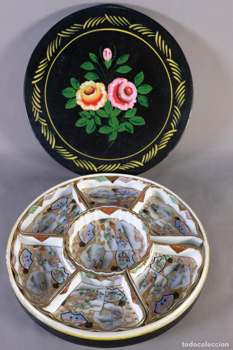 Antig&uuml;edades: JUEGO DE SALSERAS EN PORCELANA CHINA PINTADA A MANO