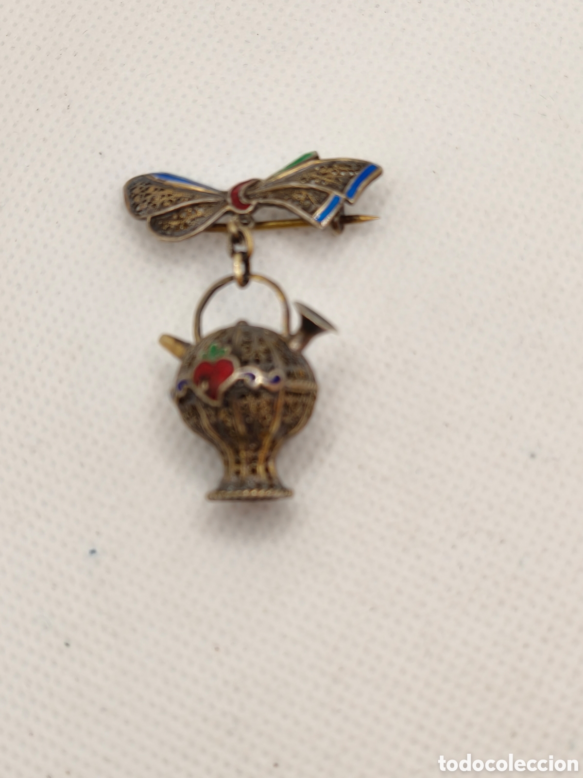 Antig&uuml;edades: Filigrana de Plata 925 lacada broche Catalan