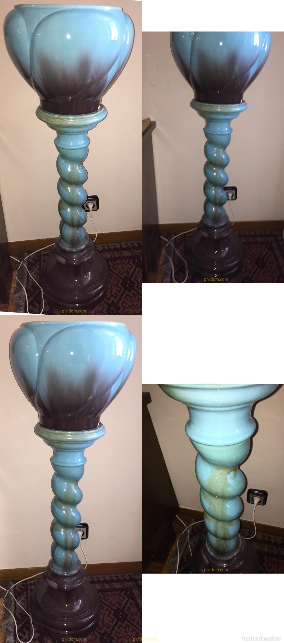 Antig&uuml;edades: ANTIGUO MACETERO DE CERAMICA VIDRIADA JARDINERA CON PEANA