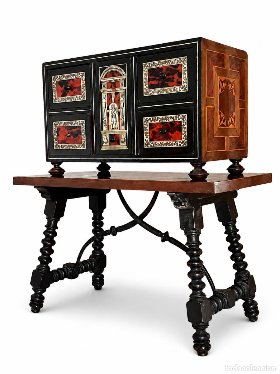 Antiques: Bargue&ntilde;o miniatura artesanal valenciano con mesa original &ndash; Marfil, carey y &eacute;bano &ndash; A&ntilde;os 30