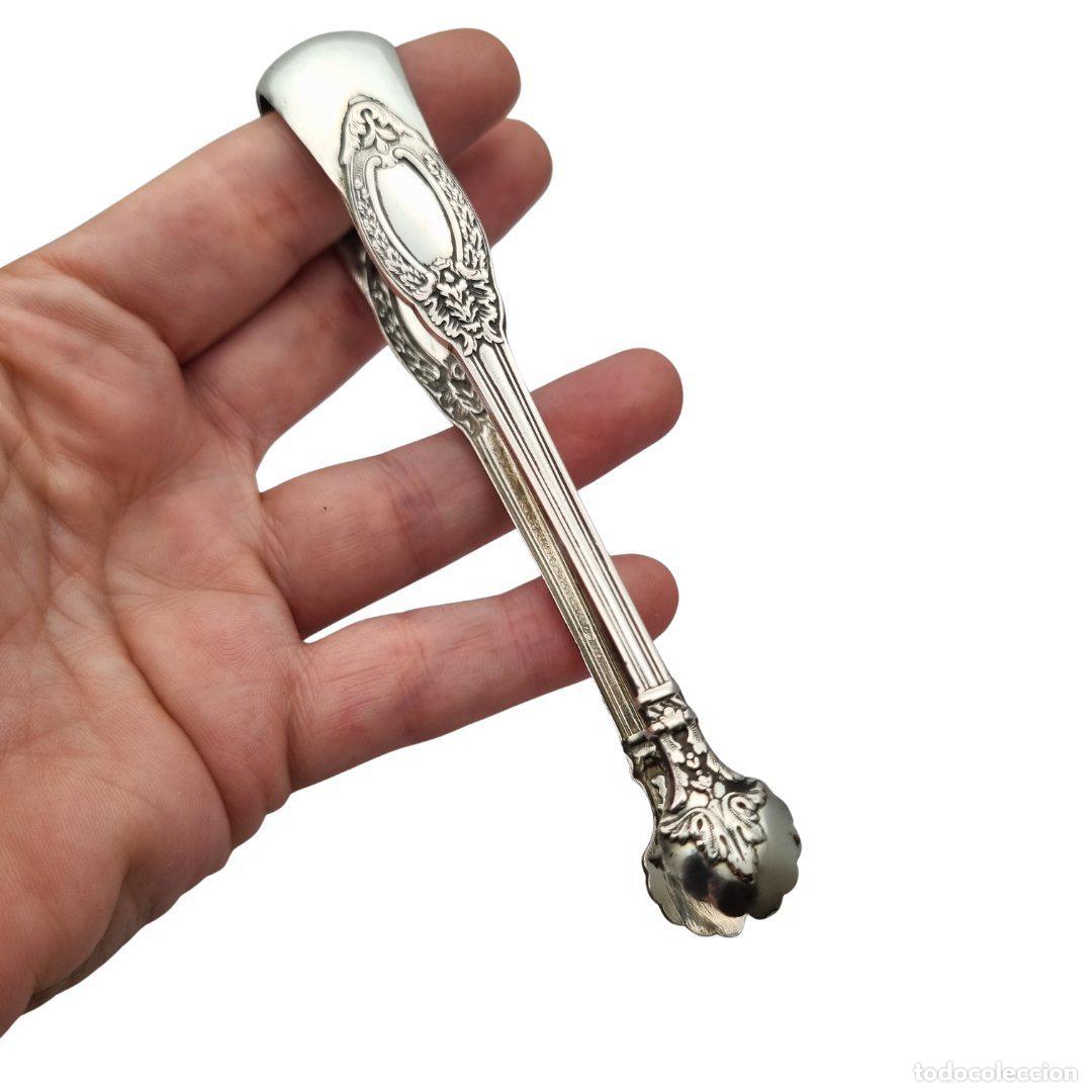 Antig&uuml;edades: Pinzas para az&uacute;car de plata francesa estilo rococ&oacute;, plata 800, inicios siglo XX