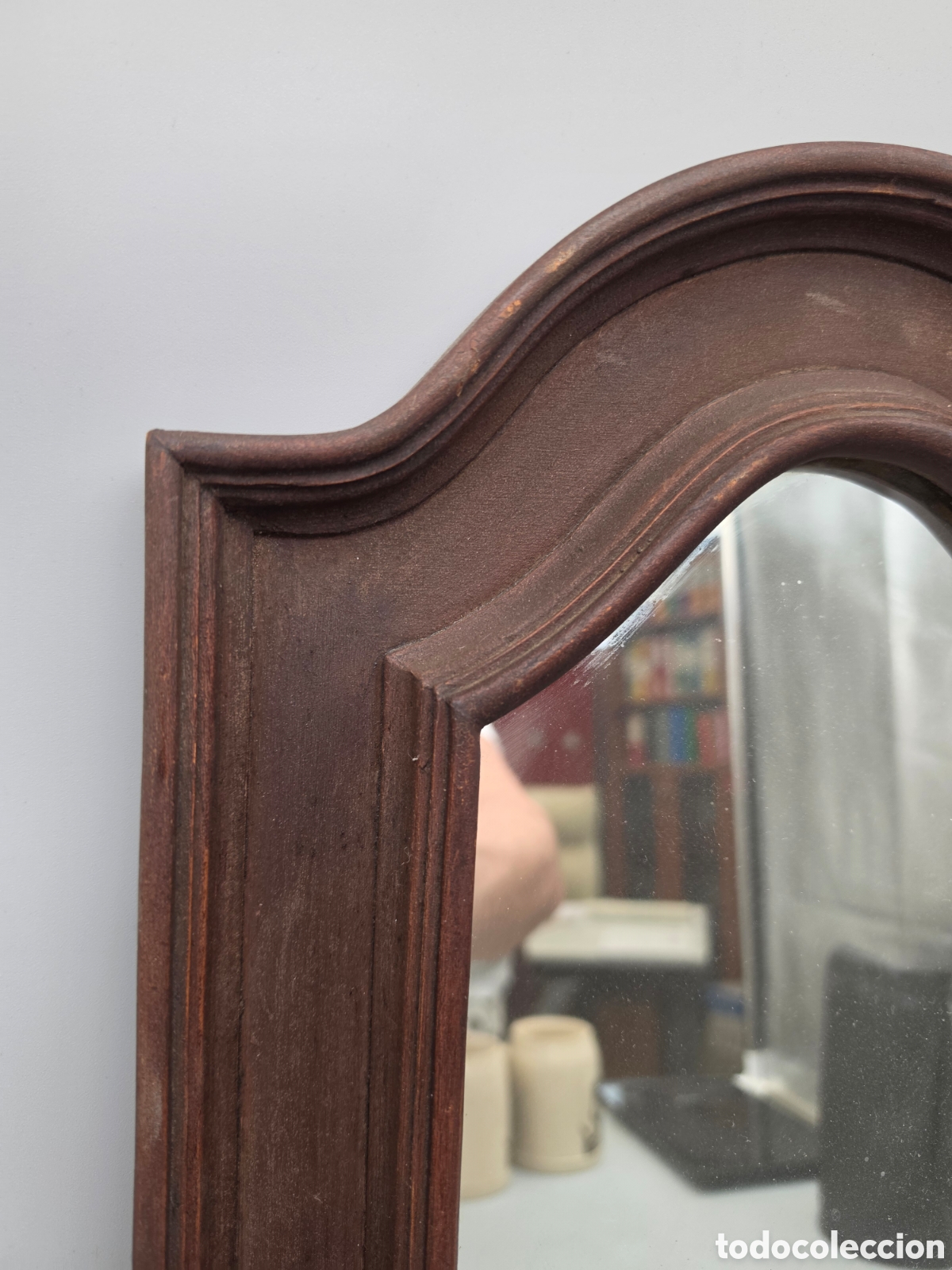 Antig&uuml;edades: Peque&ntilde;o espejo de pared de madera - Foto 2