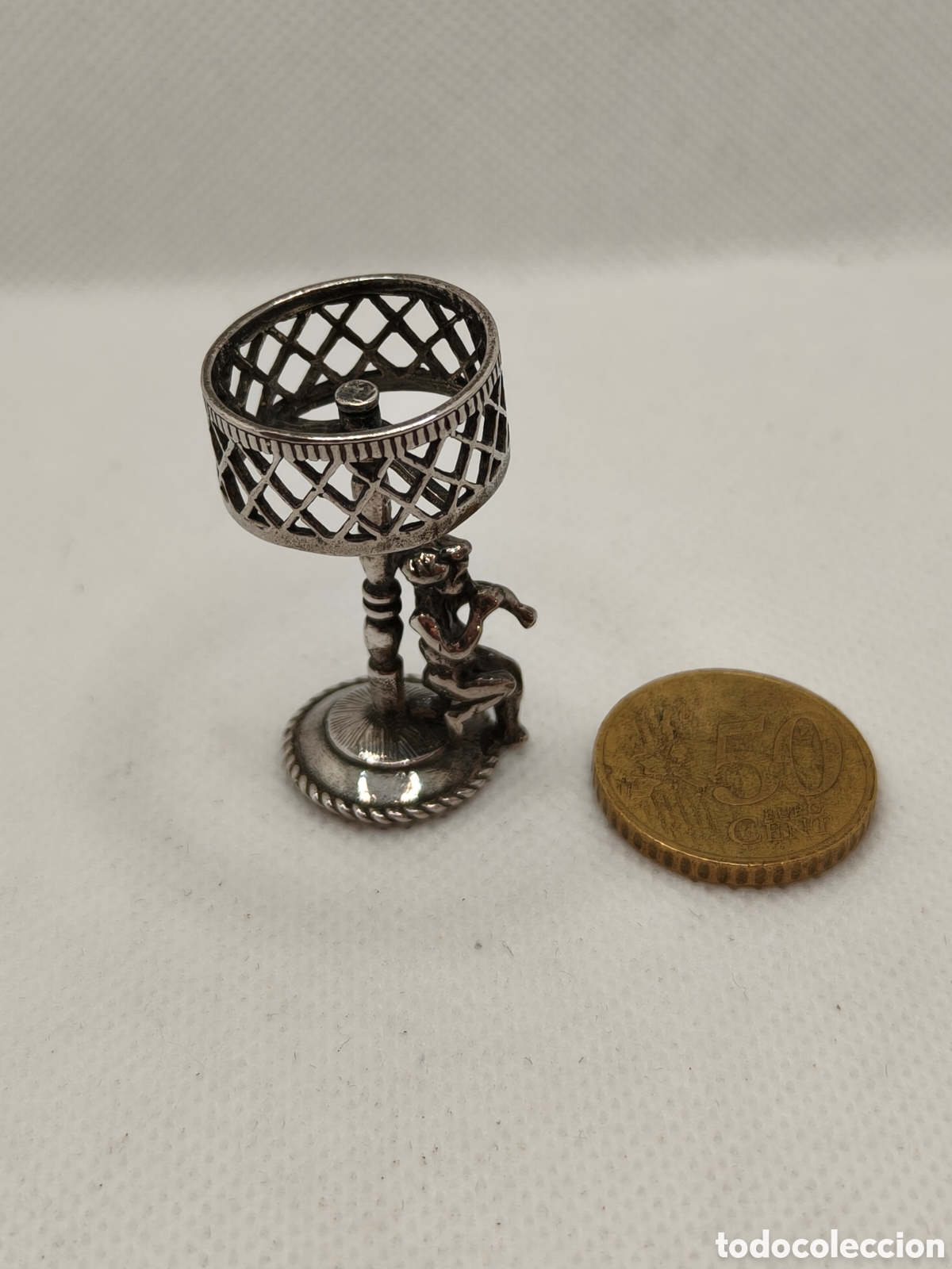 Antig&uuml;edades: Lampara Angel Trompeta plata 925 a&ntilde;os 60s