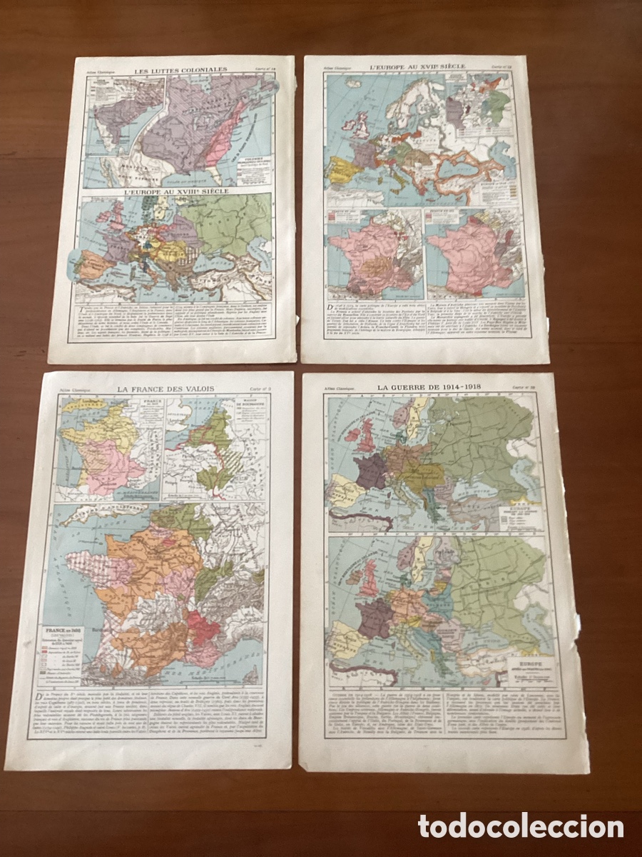 Antig&uuml;edades: 8 de 4 hojas, mapas hist&oacute;ricos de un Atlas Classique de G&eacute;ographie Ancienne et Moderne, franc&ecirc;s.