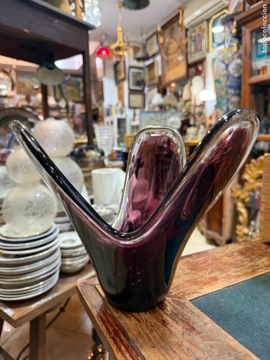 Antiquit&auml;ten: CENTRO DE MESA CRISTAL DE MURANO - MEDIDA 24X21 CM
