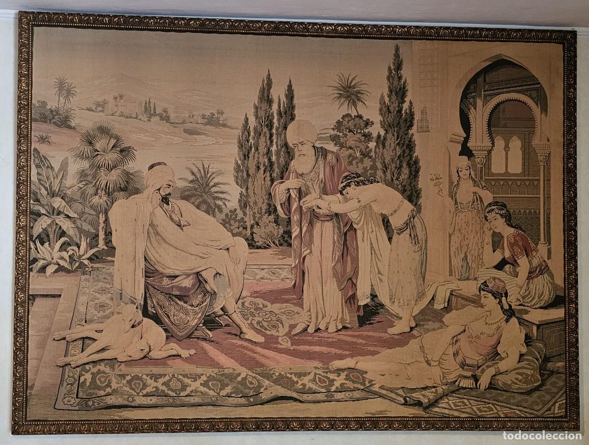 Antig&uuml;edades: Gran Tapiz Orientalista / Morisco Enmarcado (210 x 153 cm) - Siglo XX