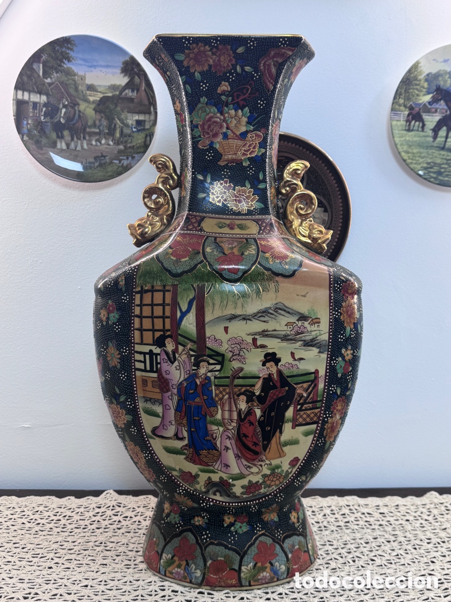 Antig&uuml;edades: Jarr&oacute;n chino suelo 62cm Satsuma geishas porcelana vintage a&ntilde;os 70 XXL