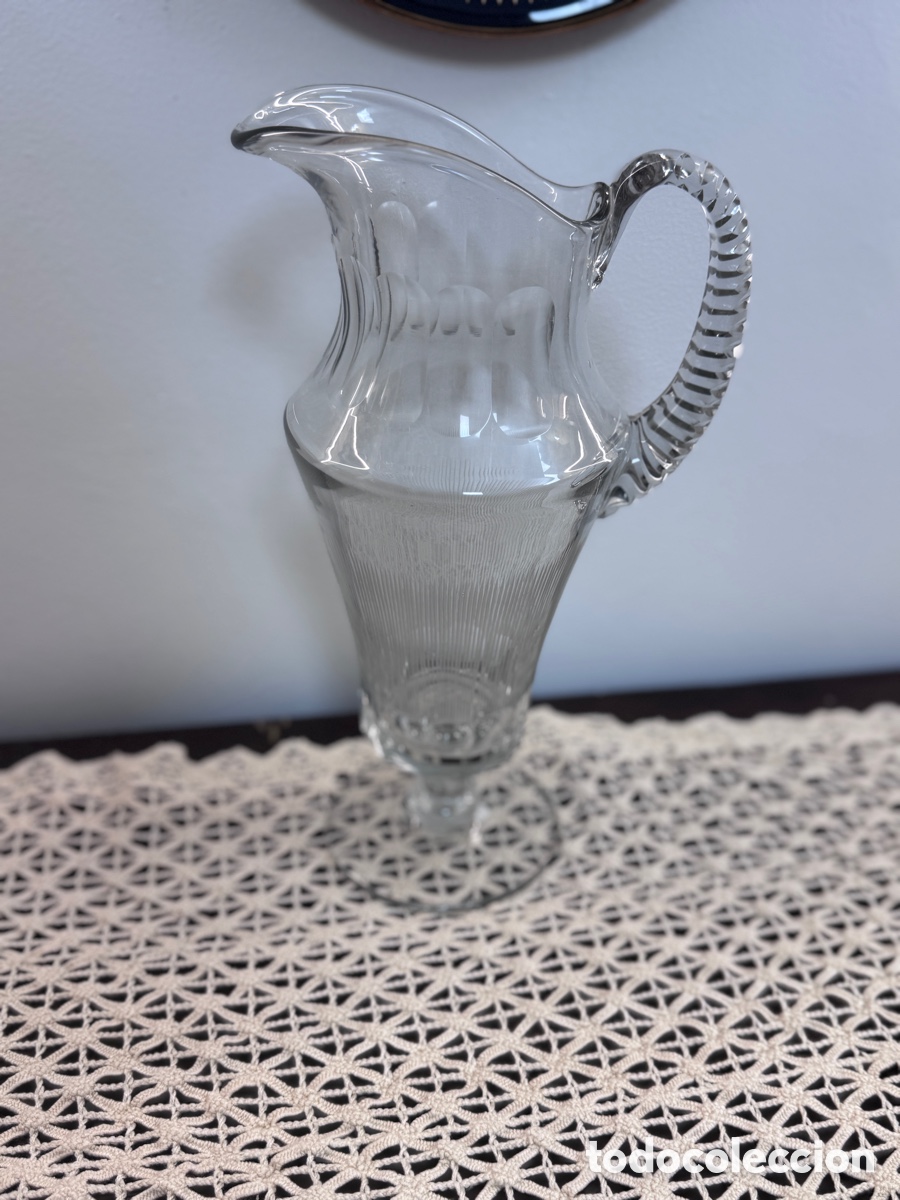 Antig&uuml;edades: Jarra cristal antigua 29cm grande 1920 asa twist pie alto mesa vintage