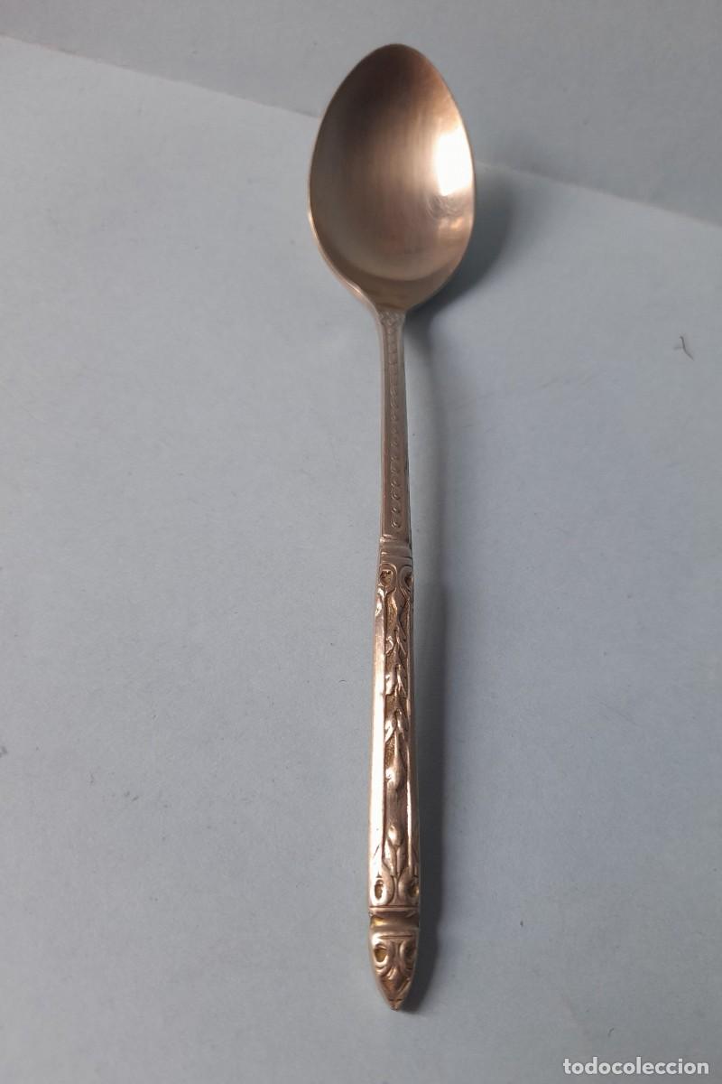 Antig&uuml;edades: Cucharilla antigua metal plateado 14 cm largo
