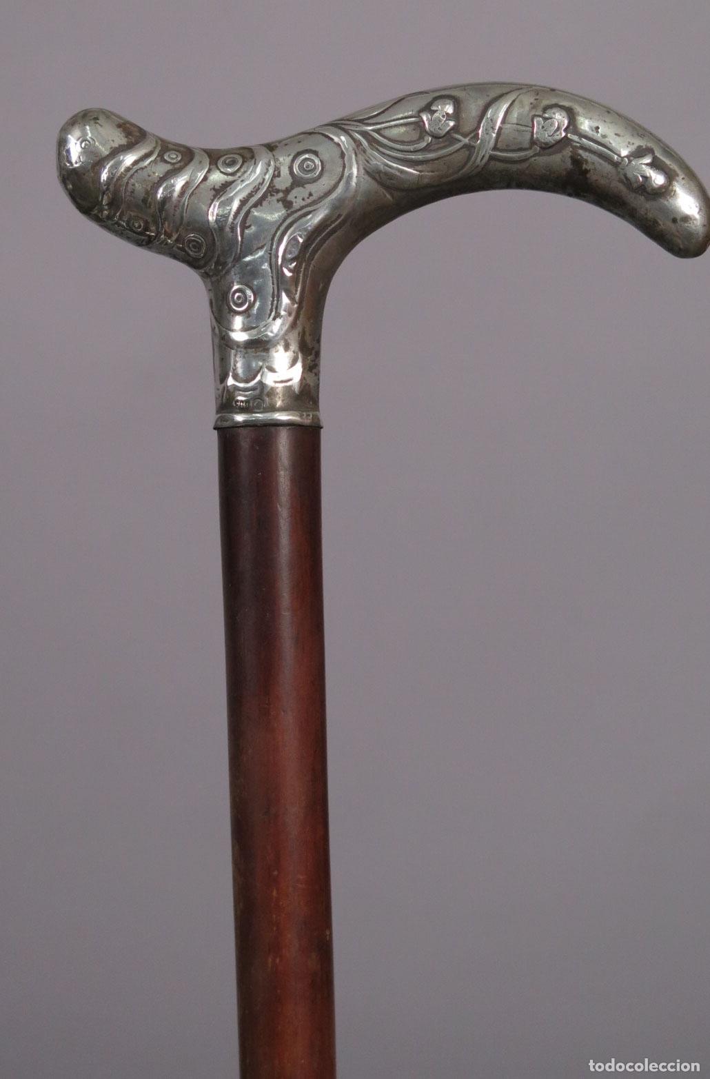Antiguidades: BASTON. PLATA. PUNZONADO. ART-NOUVEAU. HACIA 1900
