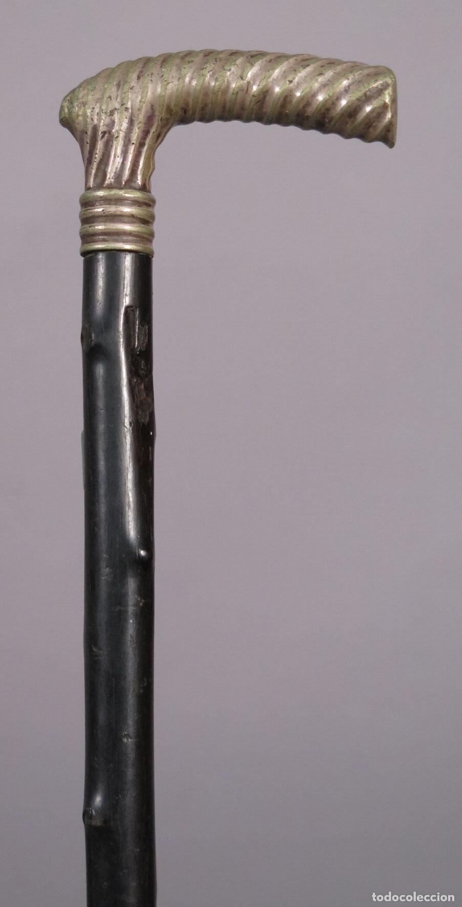 Antiguidades: BASTON. METAL PLATEADO Y &iquest;EBANO?. HACIA 1920