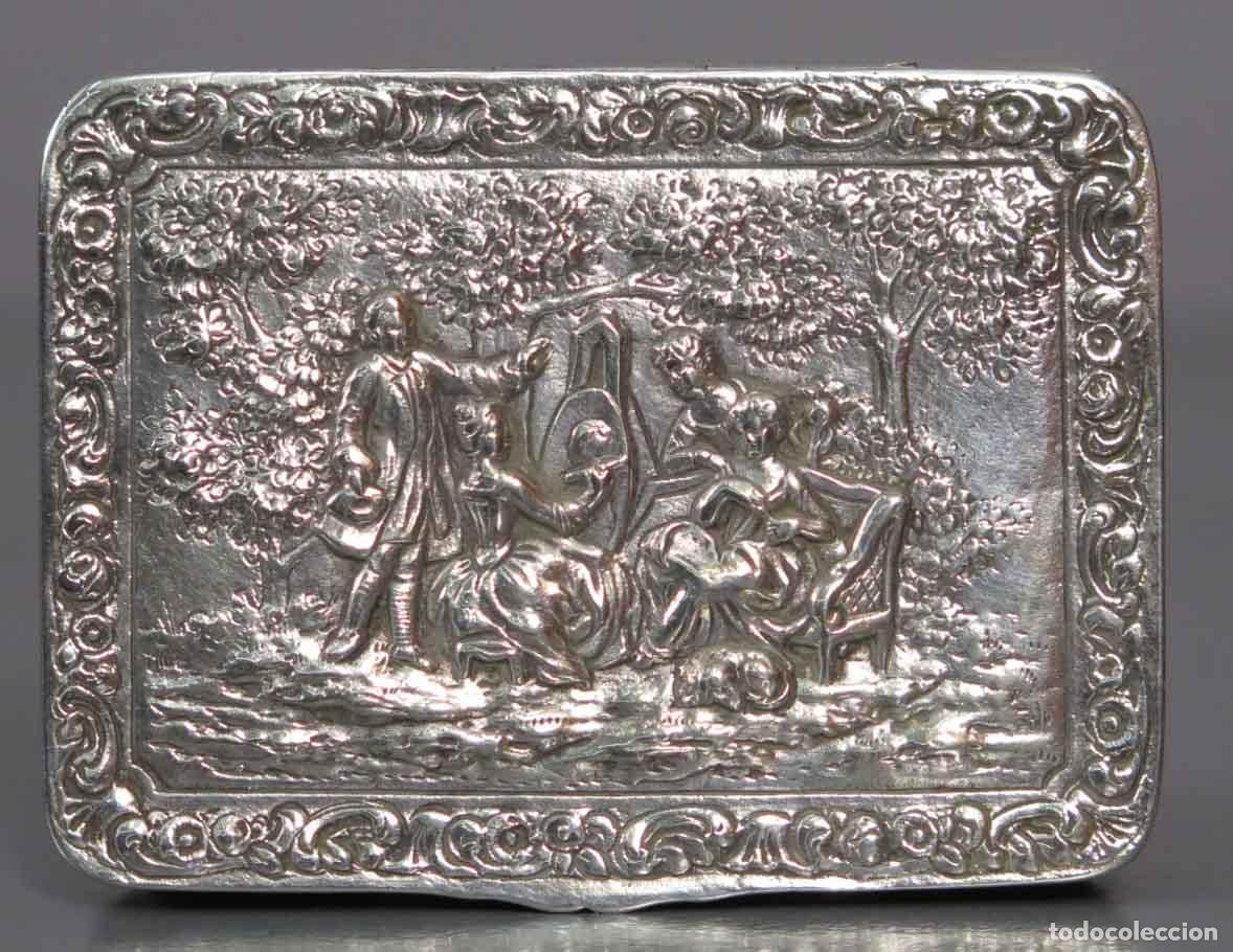 Antig&uuml;edades: CAJA. ESCENA ROCOCO. MUJER PINTANDO. PLATA. Y PLATA DORADA. CON AUTOGRAFO JOSE ZORRILLA GRABADO.