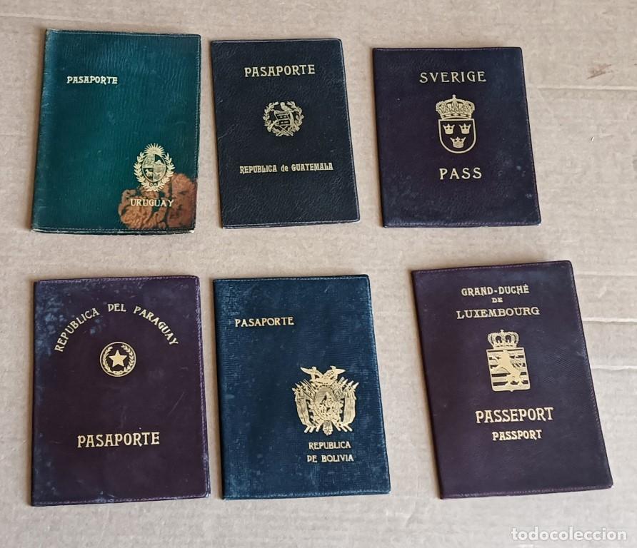Antig&uuml;edades: 6 fundas de pasaporte de piel Rep&uacute;blica de Bol&iacute;via &ndash; Luxemburg &ndash; Rep&uacute;blica de Paraguay &ndash; Uruguay &ndash;