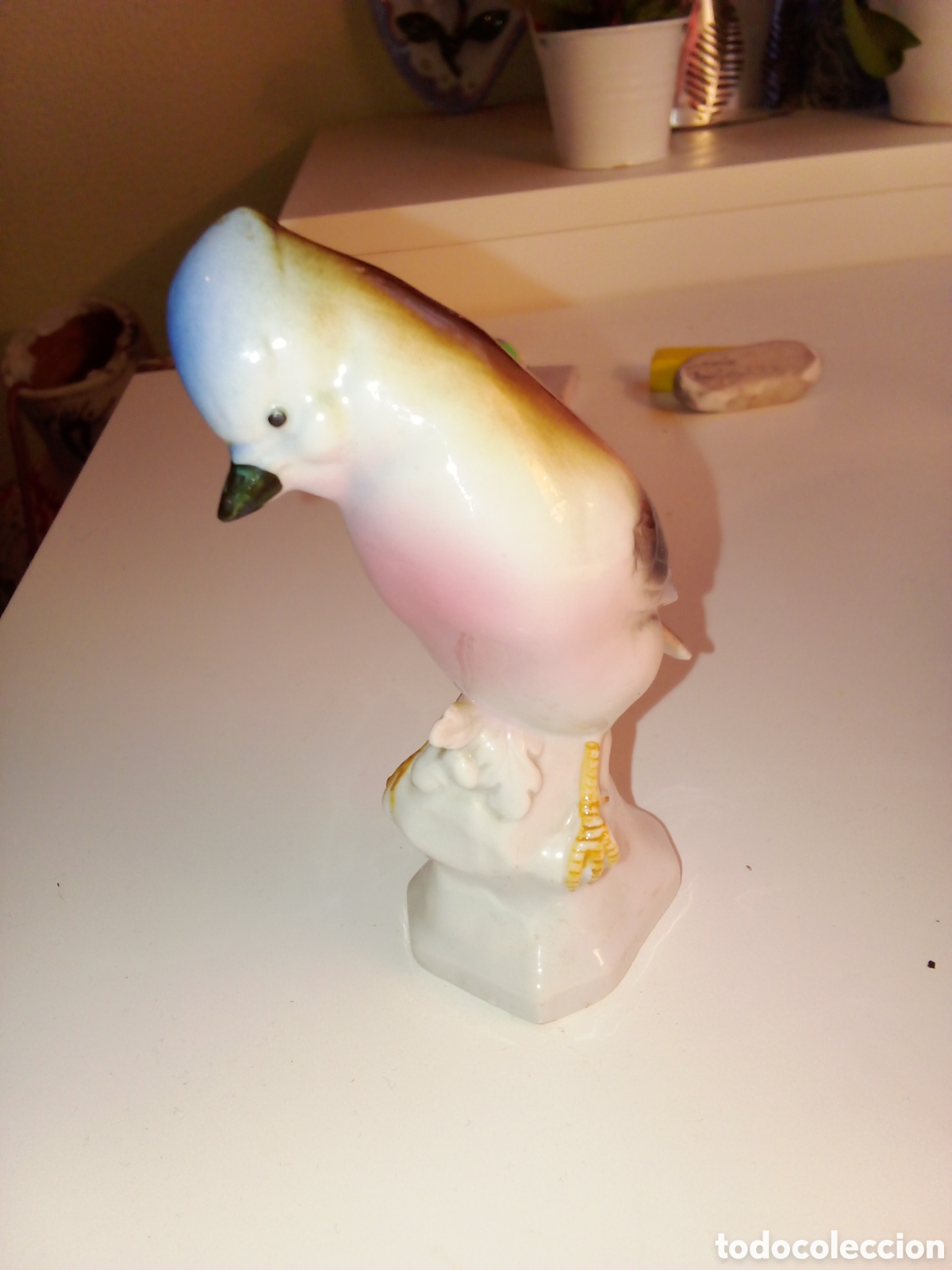 Antiques: Figura p&aacute;jaro porcelana vintage alemana (Foreign 19186)