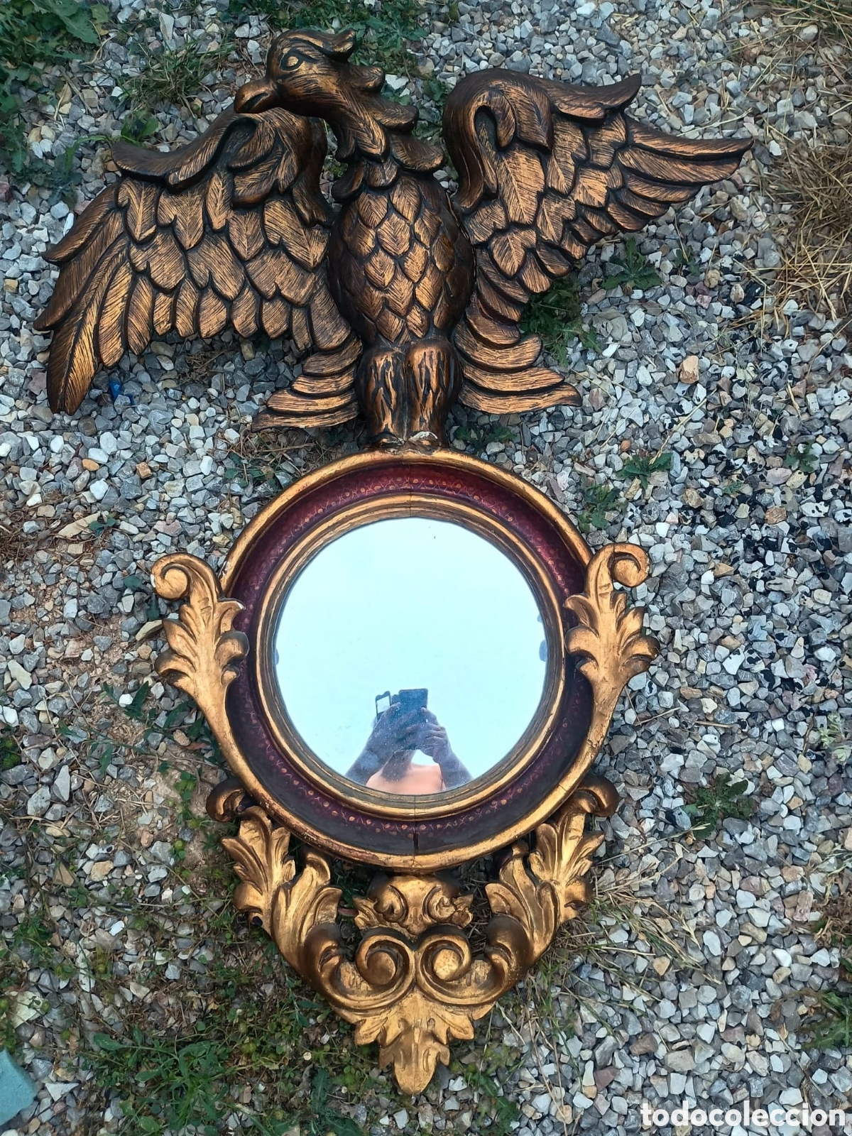 Antig&uuml;edades: Espejo madera &aacute;guila dorada