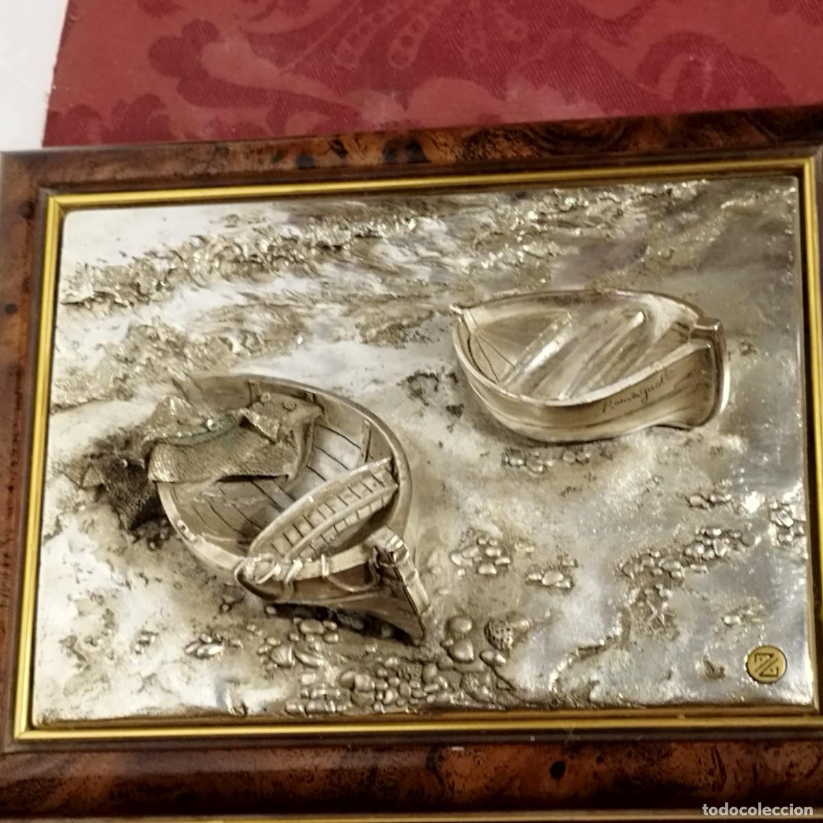 Antig&uuml;edades: CAJA JOYERO CON BARCAS EN RELIEVE - LAMINADO EN PLATA 925 - CERTIFICADO - ROMAGNOLI - ZETA STUDIO