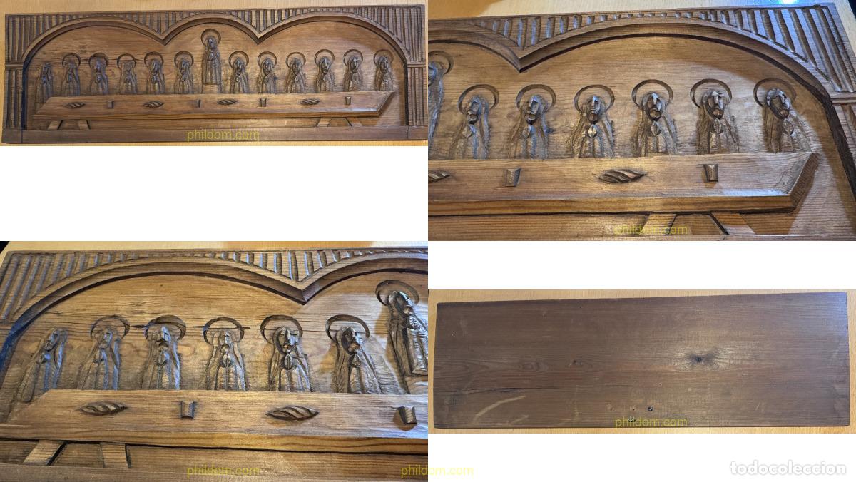 Antig&uuml;edades: TALLA DE MADERA ULTIMA CENA - SANTA CENA 70cm x 22Xcm