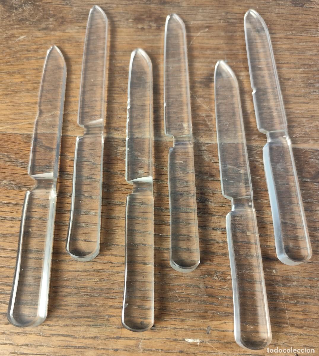 Antig&uuml;edades: Lote de 6 cuchillos de cristal macizo